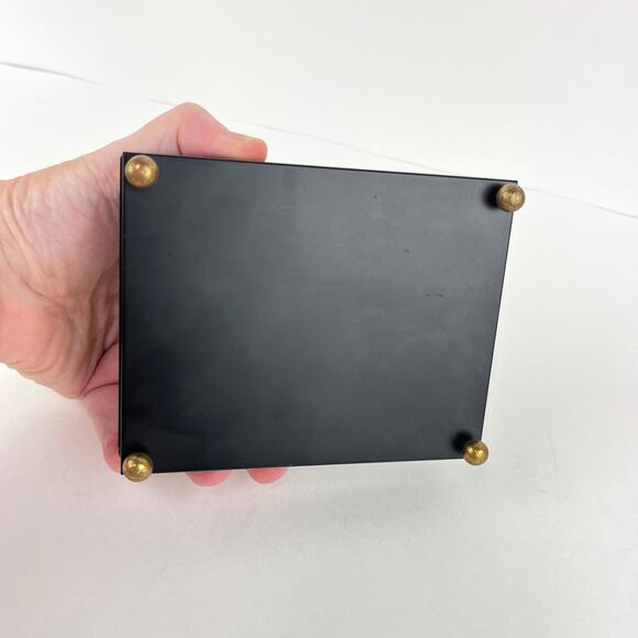 Vintage Barlow Loon Duck Scrimshaw Style Etching Medallion on Black Metal Box - Picture 3 of 8